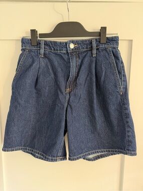 MANGO MNG Women’s Dark Blue Denim Bermuda Shorts